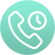 Kontaktbutton mit telefonhörer und einer Uhr