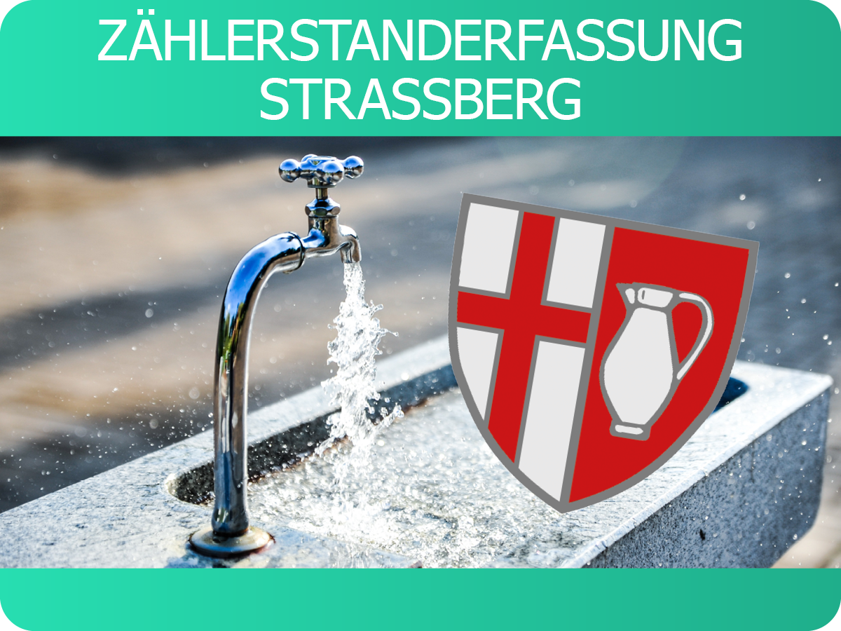Sprudelnder Wasserhahnen mit dem Wappen der Gemeinde Straßberg