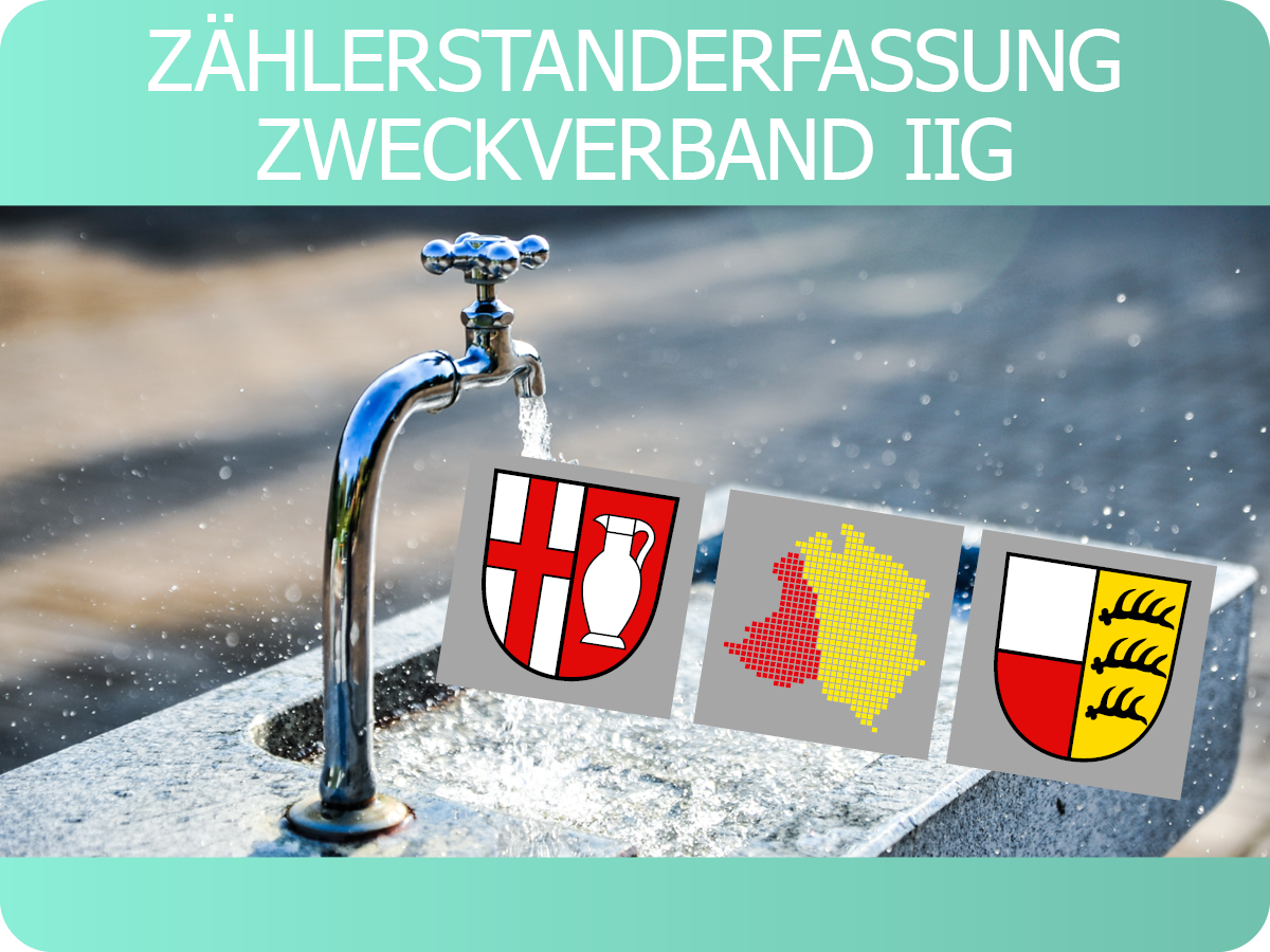 Sprudelnder Wasserhahnen mit dem Logo des Interkommunalen Gewerbegebietes des Zweckverbandes der Gemeinde Winterlingen und Straßberg