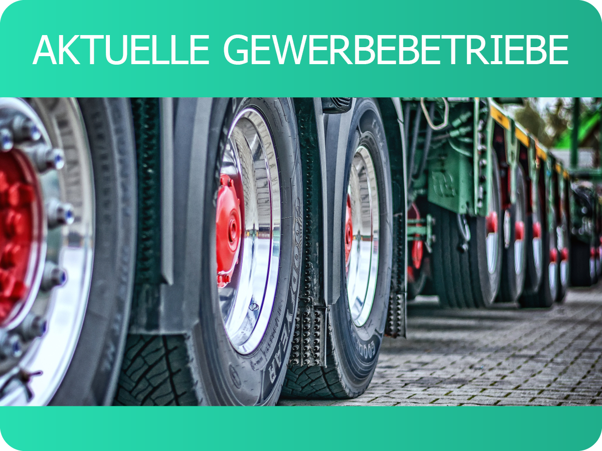 Bild zeigt die Radkappen eines LKWs, symbolisch für Gewerbebetriebe