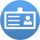 Ein Button mit einer Zeichnung eines Ausweises
